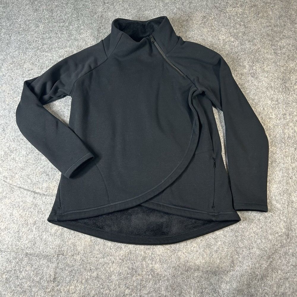Athleta Womens Medium Sweatshirt Cozy Karma Asymmetrical Pullover Athletic Black